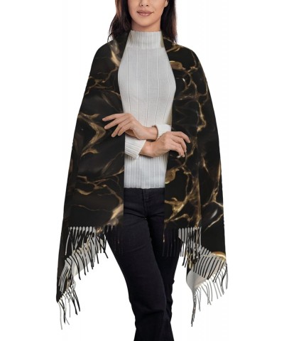 Black Gold Marble Winter Scarf,* Shawl Scarf, Warm Scarf, Soft, Comfortable Scarf, Suitable For Men And Women $13.96 Scarves