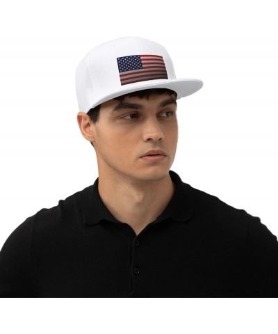 Flag of The United States Snapback Hats for Men Baseball Cap Trucker Hat Flat Brim Hats White $10.26 Baseball Caps