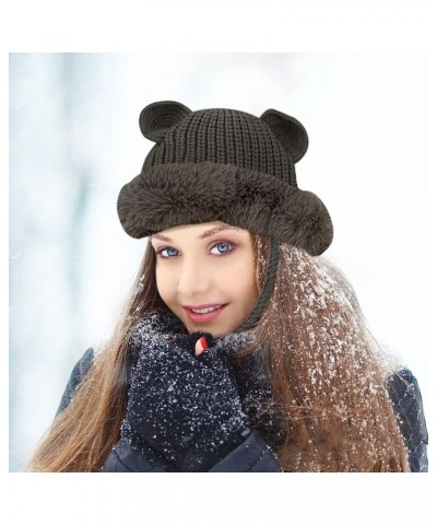 Men Women Fuzzy Lined Knitted Hat Comfy Soft Winter Warm Slouch Skully Hat Running Cycling Skiing Snow Cap Grey $7.12 Skullie...