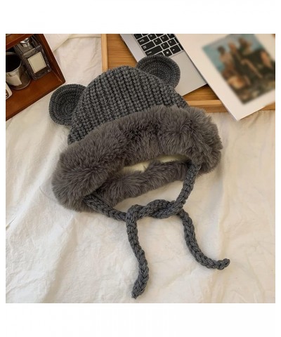 Men Women Fuzzy Lined Knitted Hat Comfy Soft Winter Warm Slouch Skully Hat Running Cycling Skiing Snow Cap Grey $7.12 Skullie...