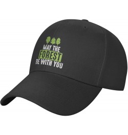 May The Forest Be with Peaked Hat Adjustable Solid Color Curved Peaked Cap Unisex Black Black $16.73 Newsboy Caps