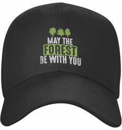 May The Forest Be with Peaked Hat Adjustable Solid Color Curved Peaked Cap Unisex Black Black $16.73 Newsboy Caps