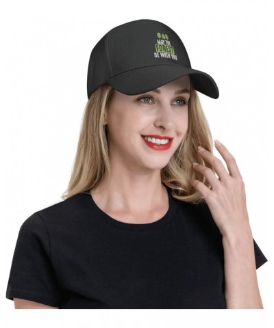 May The Forest Be with Peaked Hat Adjustable Solid Color Curved Peaked Cap Unisex Black Black $16.73 Newsboy Caps