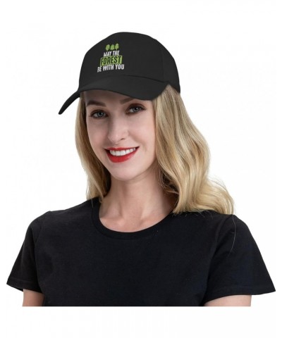 May The Forest Be with Peaked Hat Adjustable Solid Color Curved Peaked Cap Unisex Black Black $16.73 Newsboy Caps