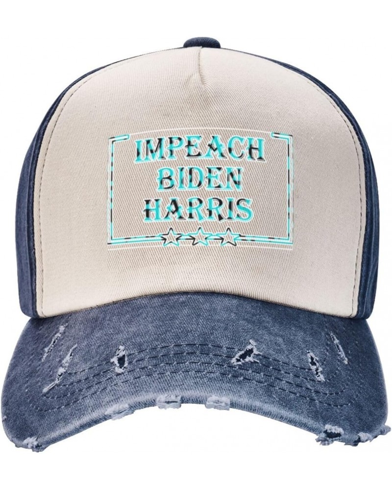 Impeach Biden Harris Upgrade Your Style with Funny Adjustable Cotton Baseball Caps for Men and Women Navy Blue $13.76 Basebal...