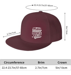 Sharp Knives Matter Chefs Hat Adjustable Snapback Flat Bill Hats Funny Baseball Cap Men Women Dark Red $10.58 Baseball Caps