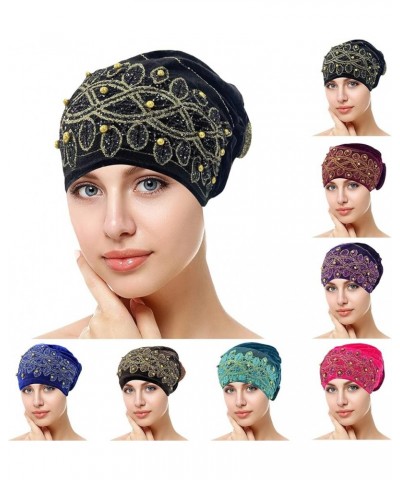 Womens Fashion Cap Lace Sequin Printed Beaded Solid Flat Cap Fade Purple $6.49 Baseball Caps