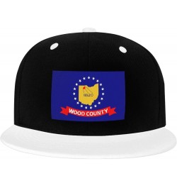 Flag of Wood County, Ohio Snapback Hat for Men Women Baseball Cap Trucker Flat Bill Hats Dad Caps White $11.88 Baseball Caps