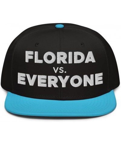 Florida vs Everyone Hat (Embroidered Wool Blend Snapback Cap) Aqua Blue / Black / Black $15.31 Baseball Caps