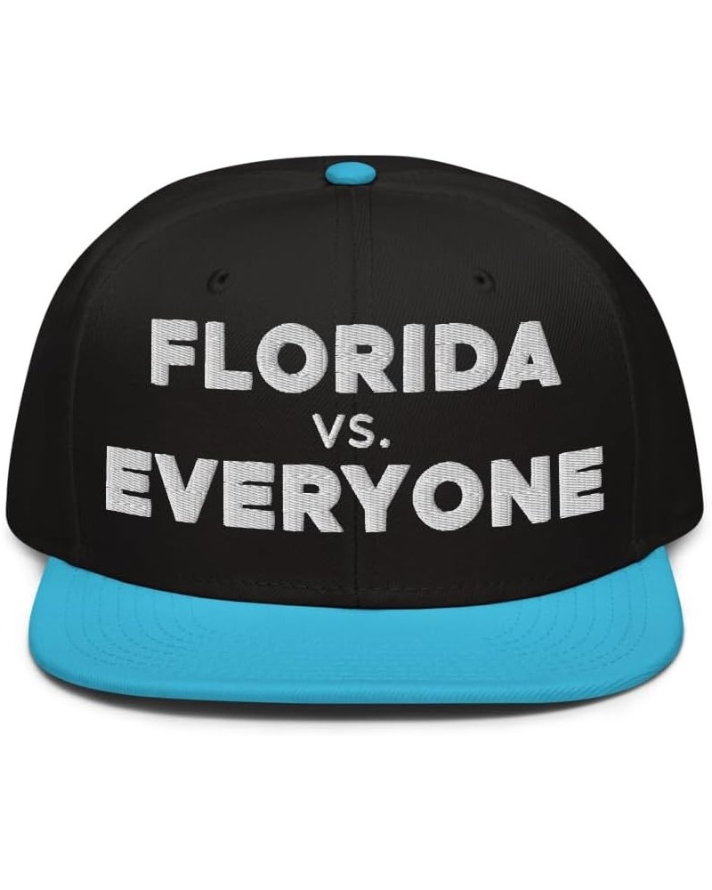 Florida vs Everyone Hat (Embroidered Wool Blend Snapback Cap) Aqua Blue / Black / Black $15.31 Baseball Caps