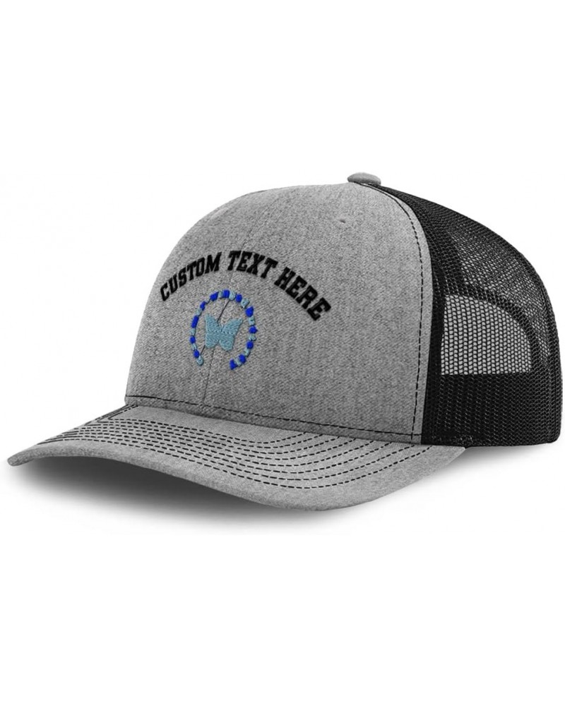 Custom Custom Trucker Hat Baseball Cap Gossamer-Winsed Butterfly Insects Nature Dad Hats for Men & Women Heather Gray Black P...