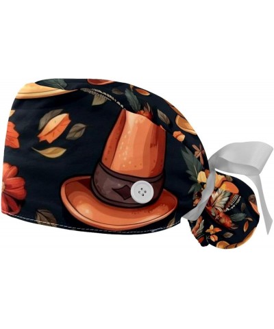 Thanksgiving Pattern Working Cap with Button Longhair Adjustable Working Hat Ponytail Holder 2 Pcs Tie Back Hat Color 7 $11.8...