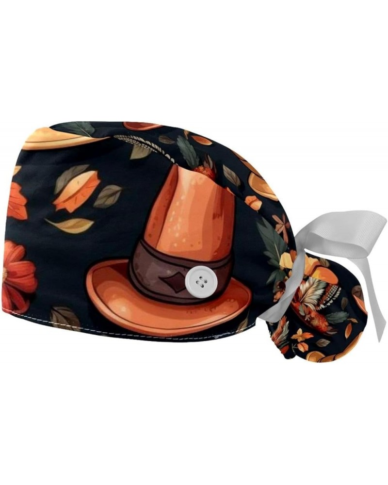 Thanksgiving Pattern Working Cap with Button Longhair Adjustable Working Hat Ponytail Holder 2 Pcs Tie Back Hat Color 7 $11.8...