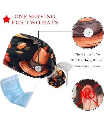 Thanksgiving Pattern Working Cap with Button Longhair Adjustable Working Hat Ponytail Holder 2 Pcs Tie Back Hat Color 7 $11.8...