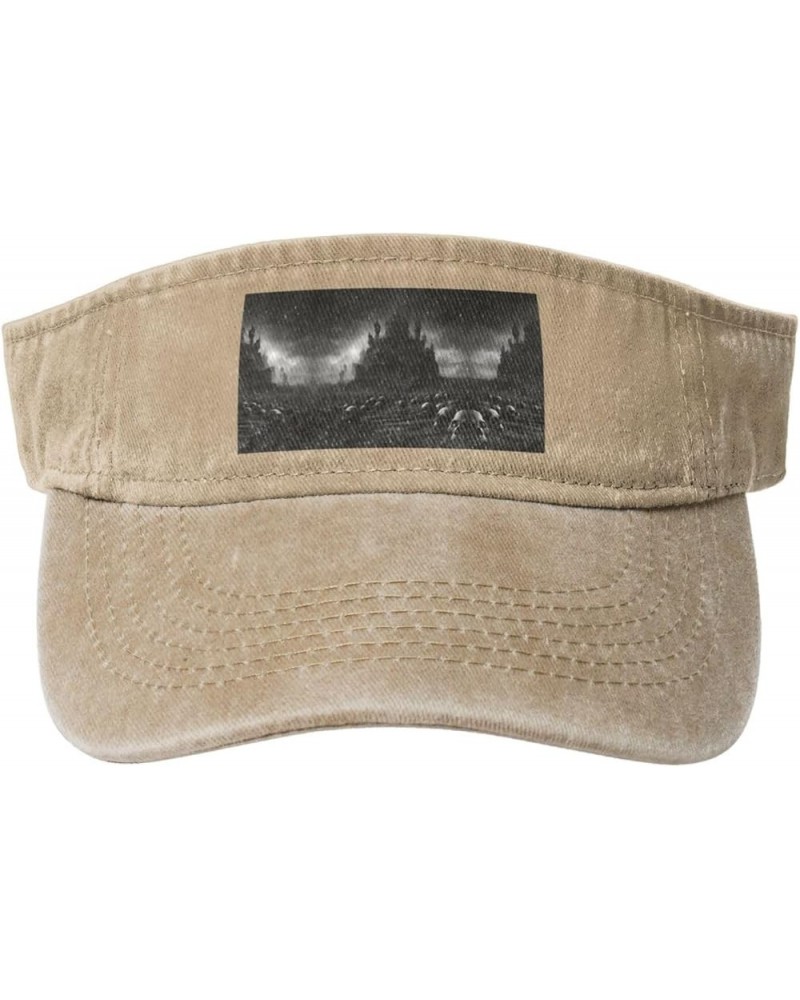 Black and White Skulls Adult Sunscreen Visor Hats Womens Men Wide Brim Beach Sun Visor Hat Open Top Design Natural $13.84 Visors