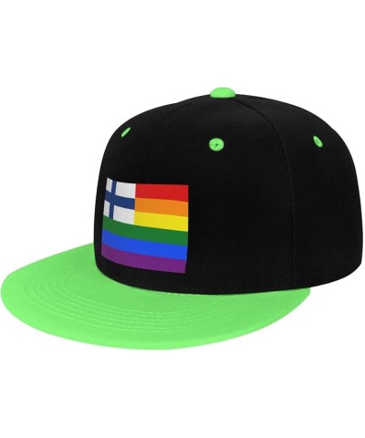 Finland Rainbow Flag Snapback Hat for Men Women Baseball Cap Trucker Flat Bill Hats Dad Caps Green $9.94 Baseball Caps