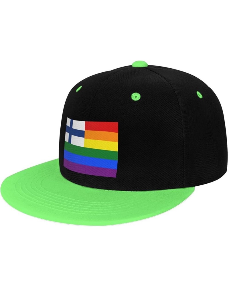 Finland Rainbow Flag Snapback Hat for Men Women Baseball Cap Trucker Flat Bill Hats Dad Caps Green $9.94 Baseball Caps