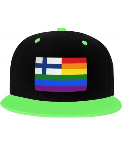 Finland Rainbow Flag Snapback Hat for Men Women Baseball Cap Trucker Flat Bill Hats Dad Caps Green $9.94 Baseball Caps