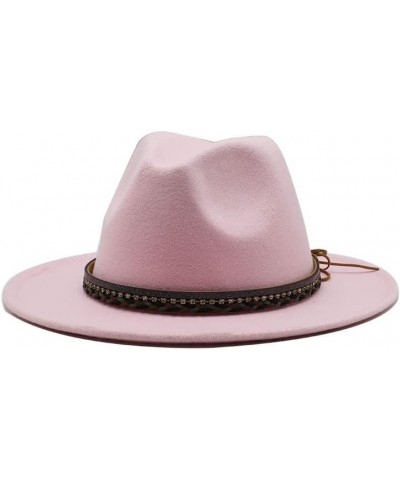 Autumn and Winter Lovers' Big Brim Jazz Hat, Ethnic Style Wool Top Hat Luopan Caps & Hats Rose Red $23.02 Fedoras