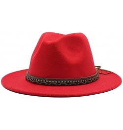 Autumn and Winter Lovers' Big Brim Jazz Hat, Ethnic Style Wool Top Hat Luopan Caps & Hats Rose Red $23.02 Fedoras