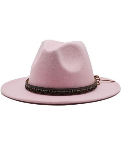 Autumn and Winter Lovers' Big Brim Jazz Hat, Ethnic Style Wool Top Hat Luopan Caps & Hats Rose Red $23.02 Fedoras