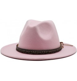 Autumn and Winter Lovers' Big Brim Jazz Hat, Ethnic Style Wool Top Hat Luopan Caps & Hats Rose Red $23.02 Fedoras