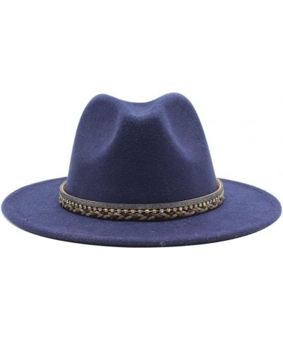 Autumn and Winter Lovers' Big Brim Jazz Hat, Ethnic Style Wool Top Hat Luopan Caps & Hats Rose Red $23.02 Fedoras