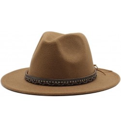 Autumn and Winter Lovers' Big Brim Jazz Hat, Ethnic Style Wool Top Hat Luopan Caps & Hats Rose Red $23.02 Fedoras