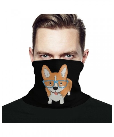 Corgi with Glasses Face Mask Unisex Neck Gaiter Seamless Face Cover Scarf Bandanas with Drawstring for Cycling Hiking, nuijfs...