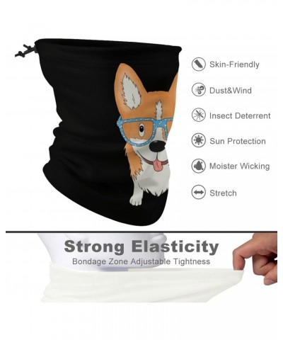 Corgi with Glasses Face Mask Unisex Neck Gaiter Seamless Face Cover Scarf Bandanas with Drawstring for Cycling Hiking, nuijfs...