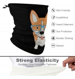 Corgi with Glasses Face Mask Unisex Neck Gaiter Seamless Face Cover Scarf Bandanas with Drawstring for Cycling Hiking, nuijfs...