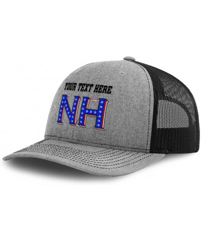 Custom Richardson Trucker Hat New Hampshire Blue Flag Stars Love Baseball Cap Heather Grey Black Personalized Text Here $18.8...