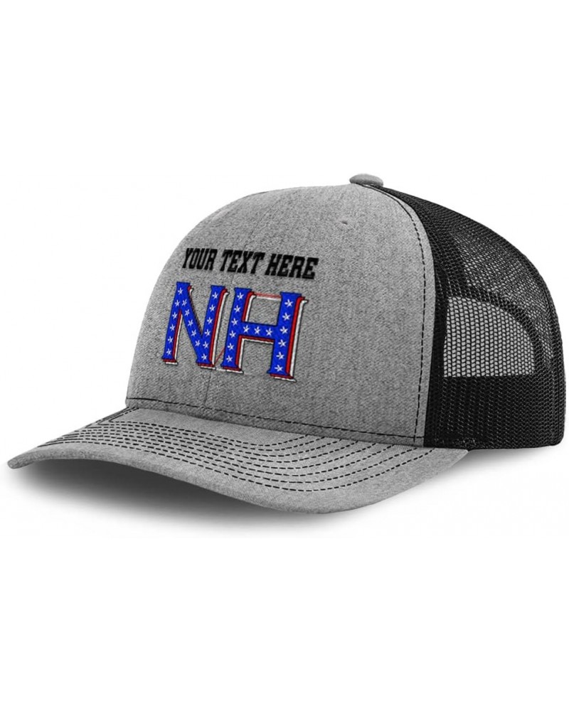 Custom Richardson Trucker Hat New Hampshire Blue Flag Stars Love Baseball Cap Heather Grey Black Personalized Text Here $18.8...