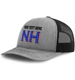 Custom Richardson Trucker Hat New Hampshire Blue Flag Stars Love Baseball Cap Heather Grey Black Personalized Text Here $18.8...