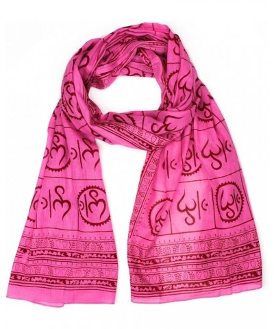 Large OM Sign Block Printed Shawl Soft Scarf For Meditation & Yoga - Premium Quality BRAND Pink $13.20 Scarves