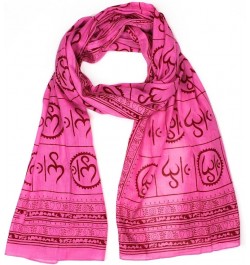 Large OM Sign Block Printed Shawl Soft Scarf For Meditation & Yoga - Premium Quality BRAND Pink $13.20 Scarves