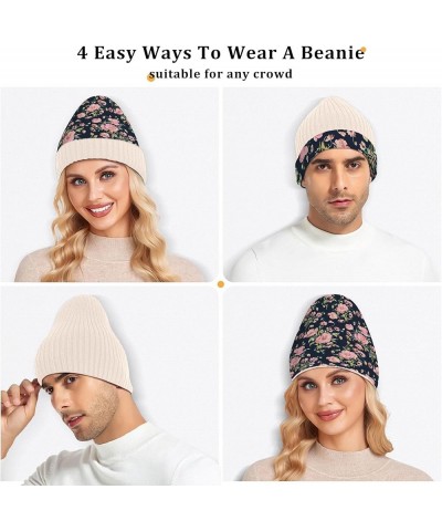 White Adults Women Men Knit Beanie Hat Pattern Sunflowers Honey Bees Gnomes Funny Comfortable Beanie Knit Hat Seamless Patter...