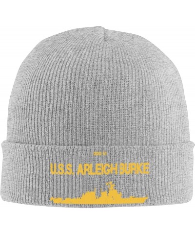 DDG 51 USS Arleigh Burke Unisex Beanie Cap Winter Skull Cap Knitted Hat Slouchy Knit Hat Knitted Pullover Cap Gray $13.55 Sku...