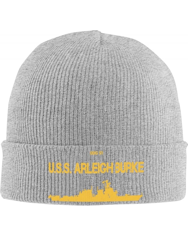 DDG 51 USS Arleigh Burke Unisex Beanie Cap Winter Skull Cap Knitted Hat Slouchy Knit Hat Knitted Pullover Cap Gray $13.55 Sku...