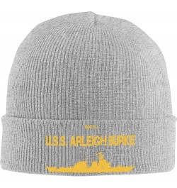 DDG 51 USS Arleigh Burke Unisex Beanie Cap Winter Skull Cap Knitted Hat Slouchy Knit Hat Knitted Pullover Cap Gray $13.55 Sku...