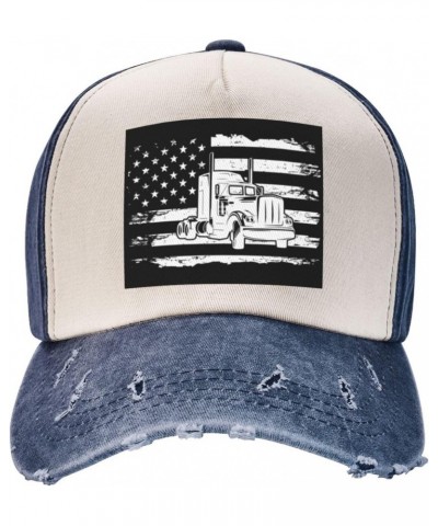 Trucker American Flag Truck Driver Upgrade Your Style with Funny Adjustable Cotton Baseball Caps for Men and Women Navy Blue ...