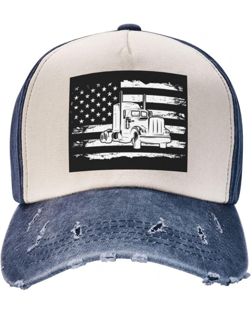 Trucker American Flag Truck Driver Upgrade Your Style with Funny Adjustable Cotton Baseball Caps for Men and Women Navy Blue ...