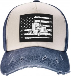 Trucker American Flag Truck Driver Upgrade Your Style with Funny Adjustable Cotton Baseball Caps for Men and Women Navy Blue ...