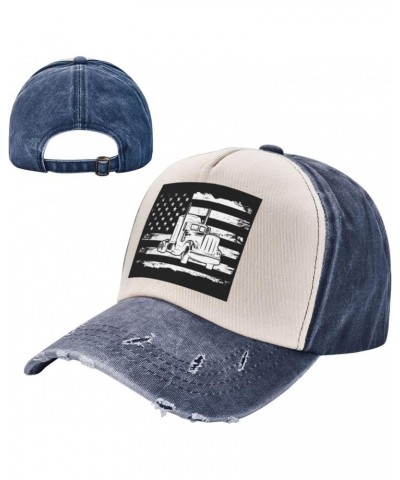 Trucker American Flag Truck Driver Upgrade Your Style with Funny Adjustable Cotton Baseball Caps for Men and Women Navy Blue ...