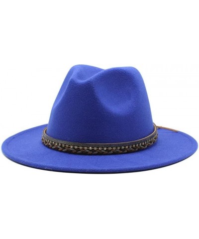 Autumn and Winter Lovers' Big Brim Jazz Hat, Ethnic Style Wool Top Hat Luopan Caps & Hats Treasure Blue $23.02 Fedoras