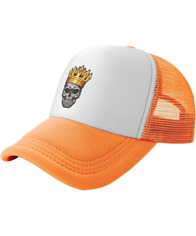 Skull King Golden Crown with Men & Women Baseball Cap, Vintage Adult Hats Adjustable Trucker Cap Orange $9.50 Baseball Caps