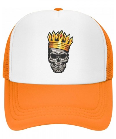 Skull King Golden Crown with Men & Women Baseball Cap, Vintage Adult Hats Adjustable Trucker Cap Orange $9.50 Baseball Caps