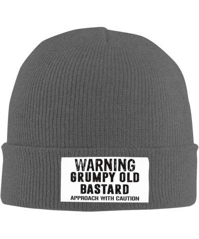 Warning Grumpys Old Bastards Approachs with Caution Vintage Beanie Hat Women Knitted Warm Hat Men Knit Skull Cap Deep Heather...