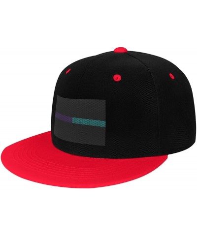 Mesh Style Thin Purple-Teal Line Flag Snapback Hat for Men Women Baseball Cap Trucker Flat Bill Hats Dad Caps Red $14.30 Base...