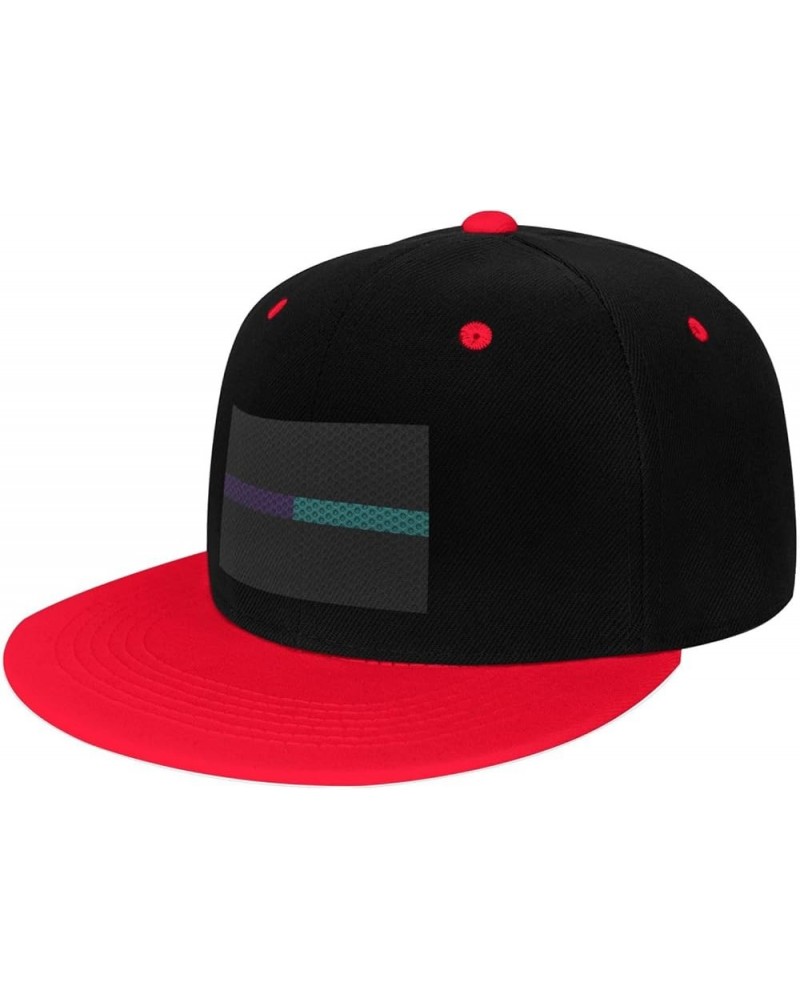 Mesh Style Thin Purple-Teal Line Flag Snapback Hat for Men Women Baseball Cap Trucker Flat Bill Hats Dad Caps Red $14.30 Base...